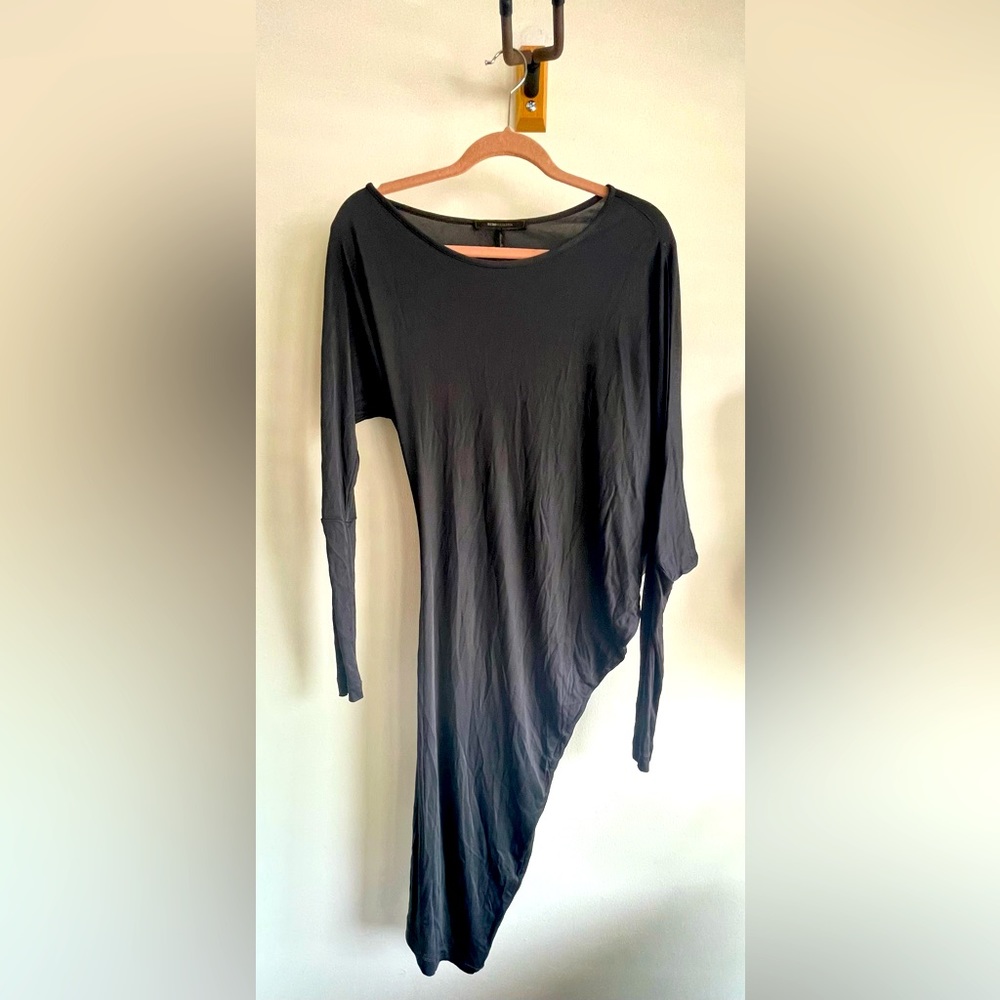 BCBG Maxazria small asymmetrical black dress shirt